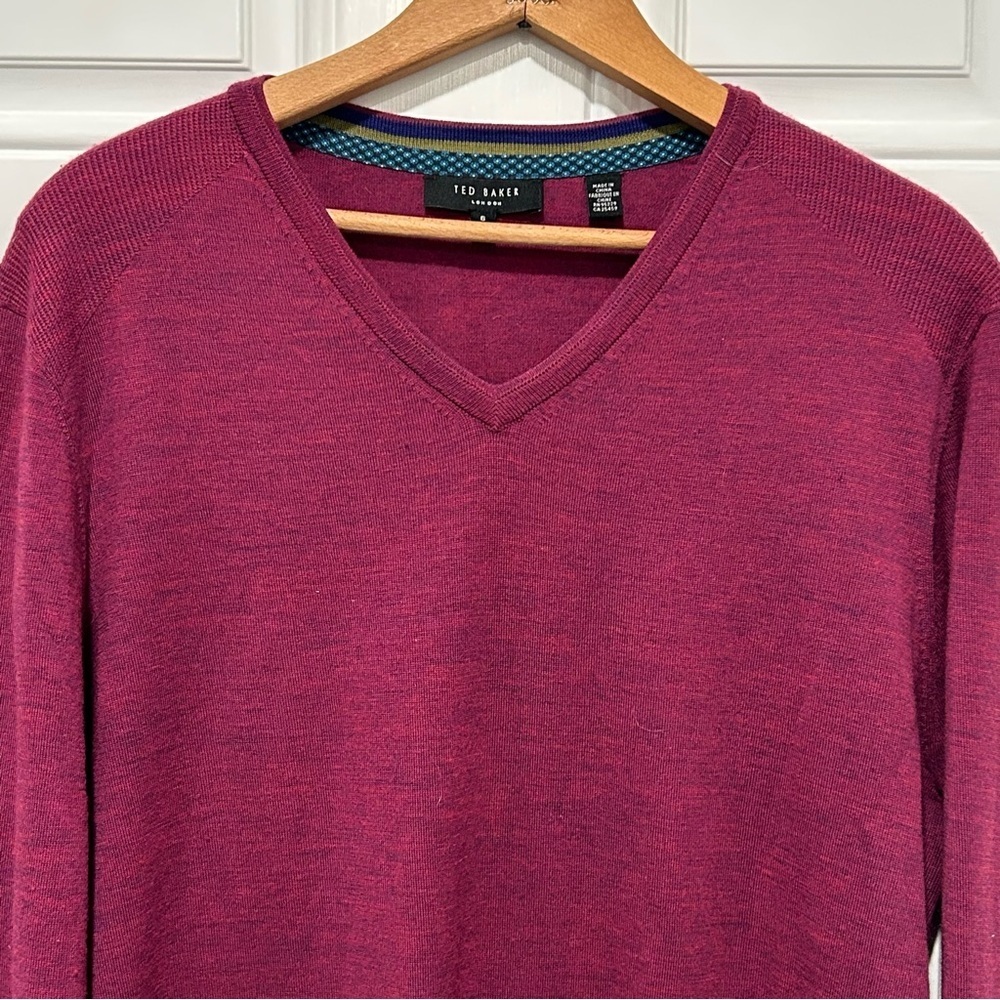 Ted Baker Sweater Womens Purple 100% Merino Wool Pullover Luxury Preppy Sz 6 - Picture 2 of 10